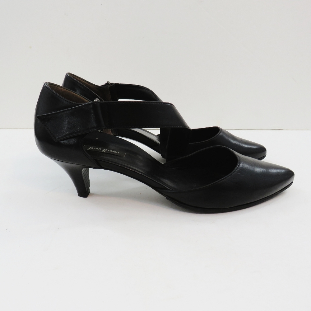 Paul Green Nicki D'Orsay Black Leather Kitten Heels